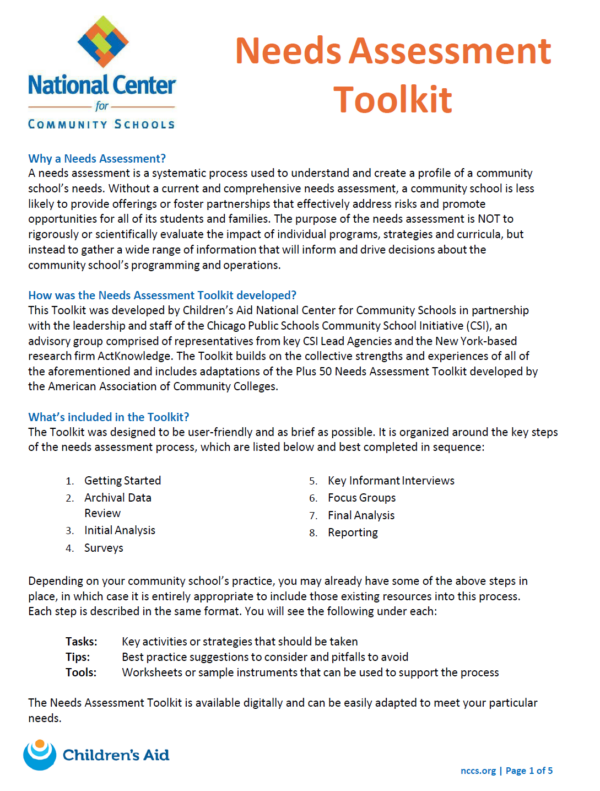 Needs Assessment Cover